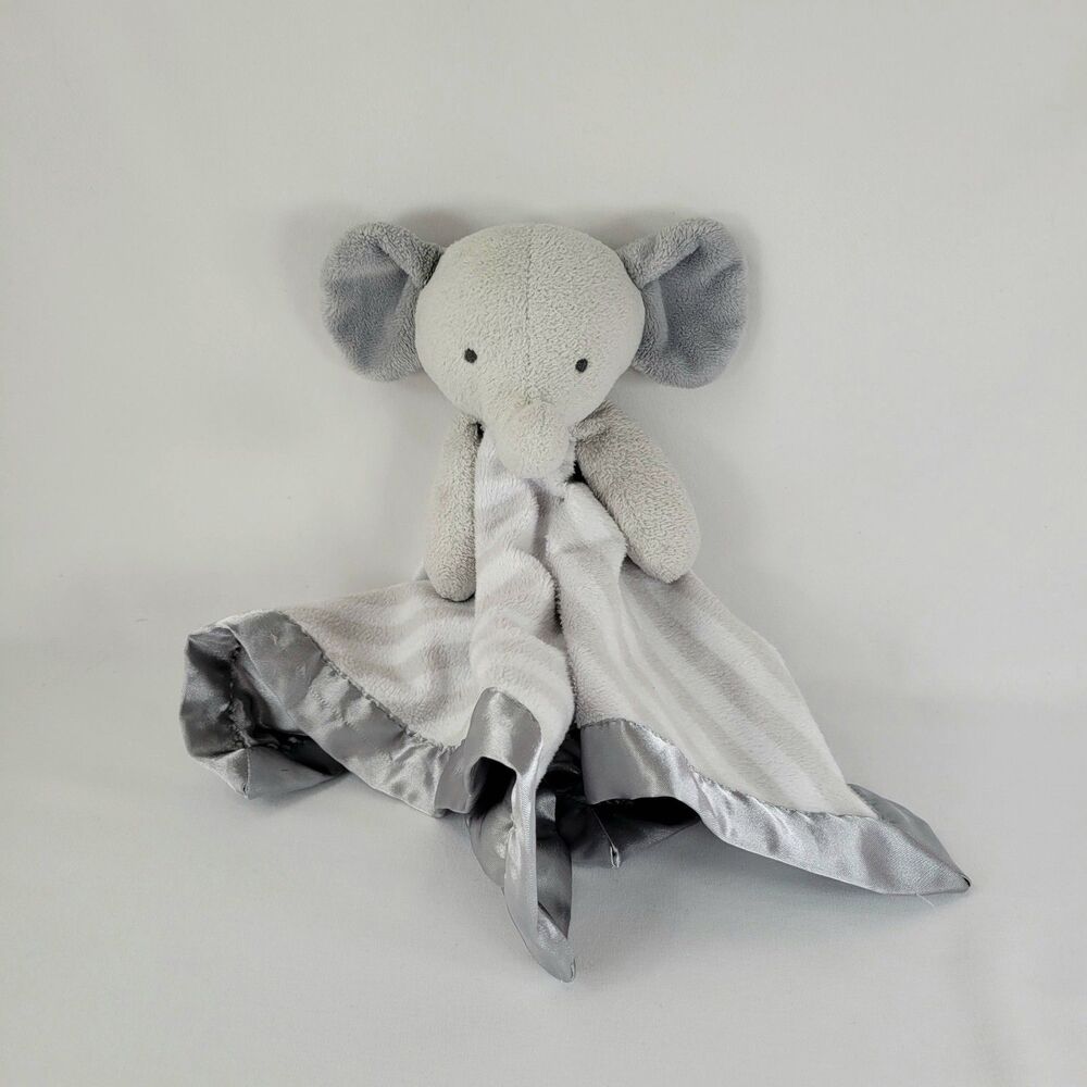 Cloud Island Gray Elephant Lovey Striped Satin Baby Security Blanket Target 14"